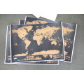 250g Coated Paper Material and 82.5*59.4cm Size Scratch off world map